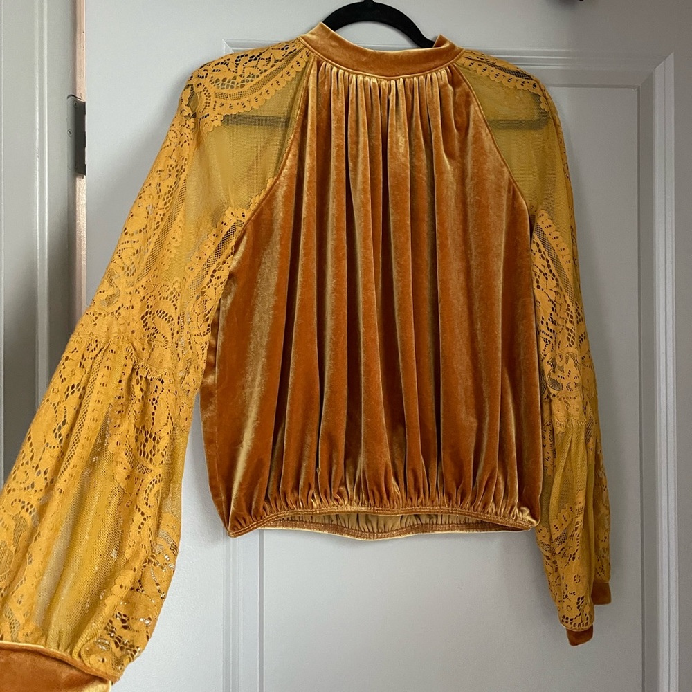Velvet and Lace Free People Mock Neck Top
